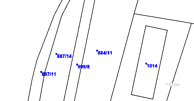 Parcela st. 884/11 v KÚ Nesvačily u Bystřice, Katastrální mapa