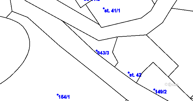 Parcela st. 943/3 v KÚ Nesvačily u Bystřice, Katastrální mapa