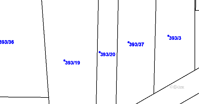 Parcela st. 393/20 v KÚ Nesvačily u Bystřice, Katastrální mapa