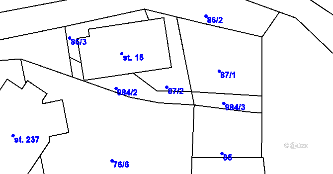 Parcela st. 87/2 v KÚ Nesvačily u Bystřice, Katastrální mapa