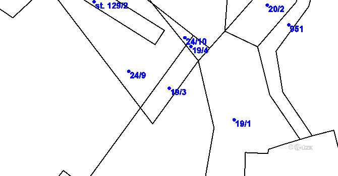 Parcela st. 19/3 v KÚ Nesvačily u Bystřice, Katastrální mapa