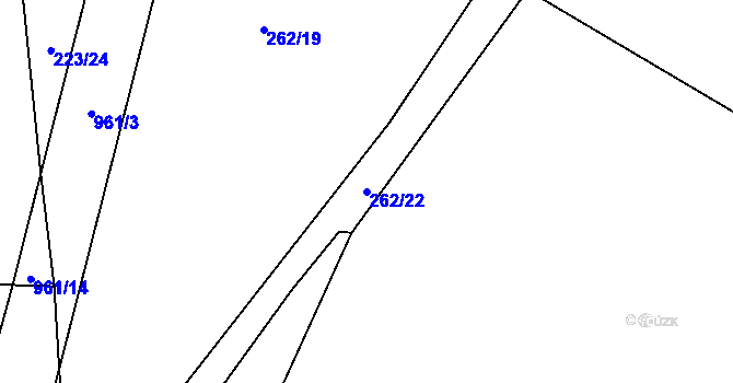 Parcela st. 262/22 v KÚ Nesvačily u Bystřice, Katastrální mapa