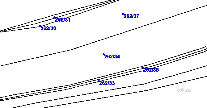 Parcela st. 262/34 v KÚ Nesvačily u Bystřice, Katastrální mapa
