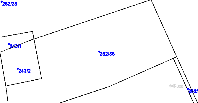 Parcela st. 262/36 v KÚ Nesvačily u Bystřice, Katastrální mapa