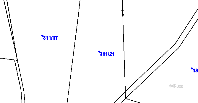 Parcela st. 311/21 v KÚ Nesvačily u Bystřice, Katastrální mapa