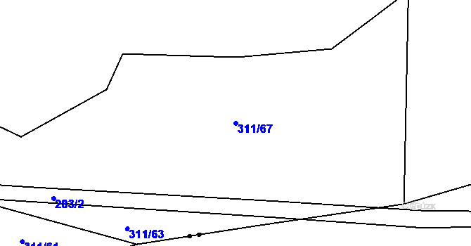 Parcela st. 311/67 v KÚ Nesvačily u Bystřice, Katastrální mapa
