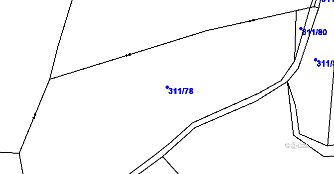 Parcela st. 311/78 v KÚ Nesvačily u Bystřice, Katastrální mapa
