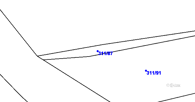 Parcela st. 311/87 v KÚ Nesvačily u Bystřice, Katastrální mapa