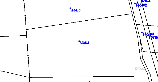Parcela st. 334/4 v KÚ Nesvačily u Bystřice, Katastrální mapa