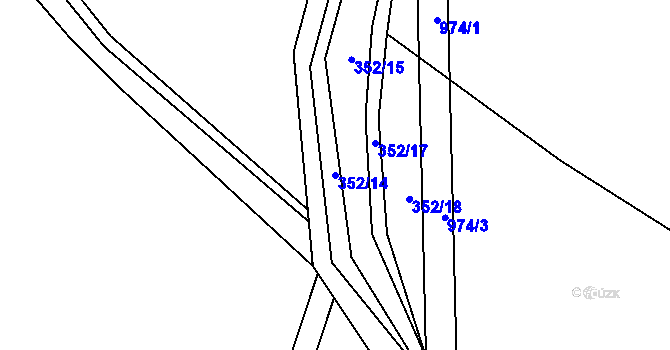 Parcela st. 352/14 v KÚ Nesvačily u Bystřice, Katastrální mapa