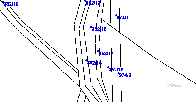 Parcela st. 352/17 v KÚ Nesvačily u Bystřice, Katastrální mapa