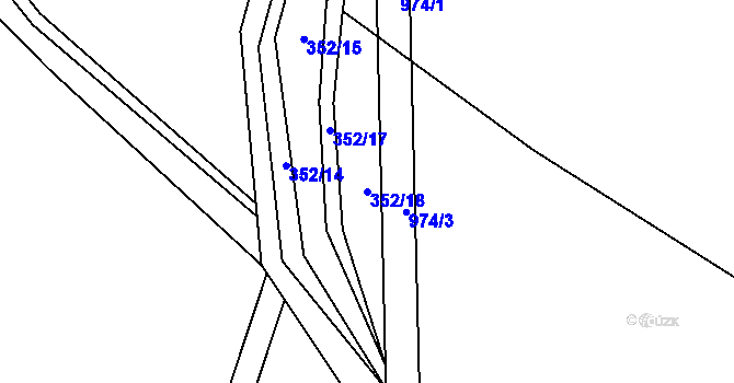 Parcela st. 352/18 v KÚ Nesvačily u Bystřice, Katastrální mapa