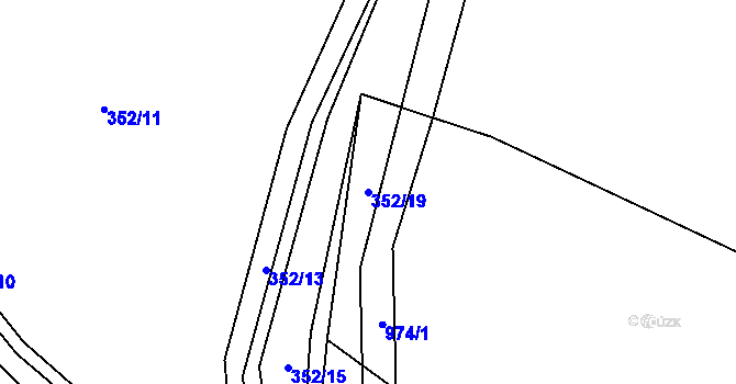 Parcela st. 352/19 v KÚ Nesvačily u Bystřice, Katastrální mapa