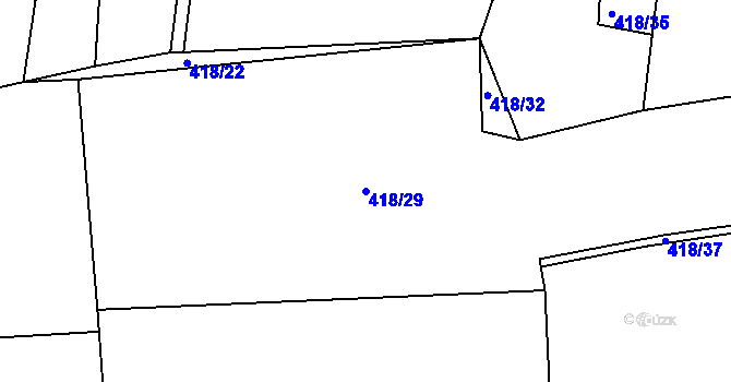 Parcela st. 418/29 v KÚ Nesvačily u Bystřice, Katastrální mapa