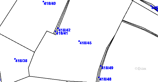 Parcela st. 418/45 v KÚ Nesvačily u Bystřice, Katastrální mapa