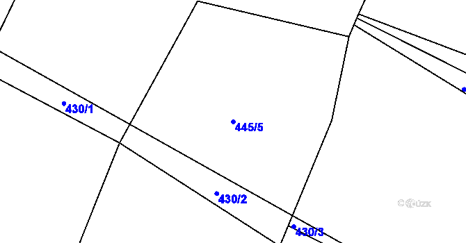 Parcela st. 445/5 v KÚ Nesvačily u Bystřice, Katastrální mapa