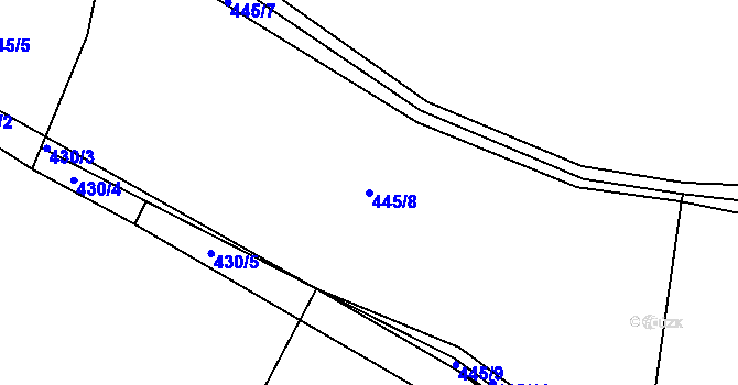 Parcela st. 445/8 v KÚ Nesvačily u Bystřice, Katastrální mapa