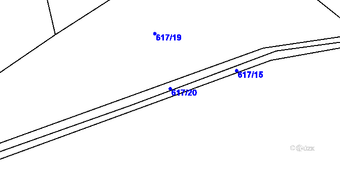 Parcela st. 617/20 v KÚ Nesvačily u Bystřice, Katastrální mapa