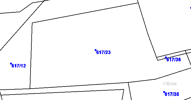 Parcela st. 617/23 v KÚ Nesvačily u Bystřice, Katastrální mapa