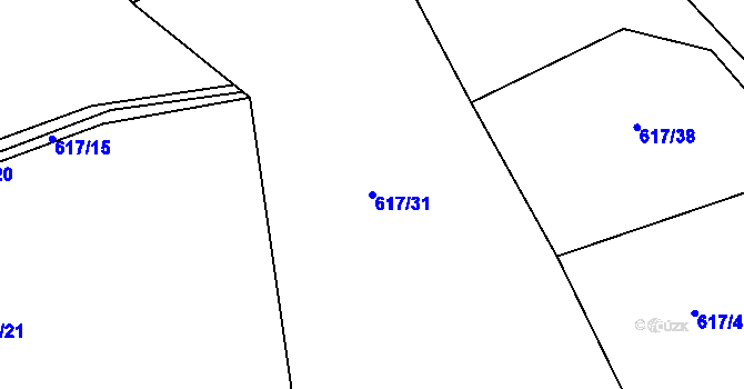 Parcela st. 617/31 v KÚ Nesvačily u Bystřice, Katastrální mapa