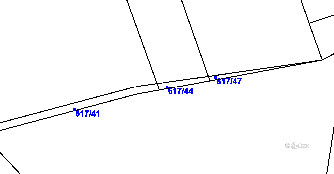 Parcela st. 617/44 v KÚ Nesvačily u Bystřice, Katastrální mapa