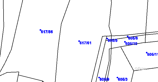 Parcela st. 617/61 v KÚ Nesvačily u Bystřice, Katastrální mapa