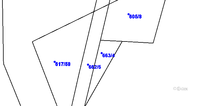 Parcela st. 663/4 v KÚ Nesvačily u Bystřice, Katastrální mapa