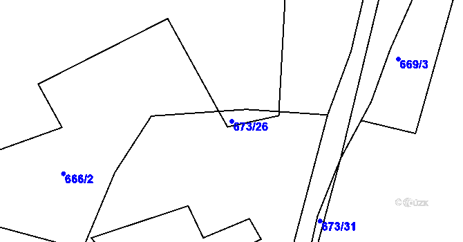 Parcela st. 673/26 v KÚ Nesvačily u Bystřice, Katastrální mapa