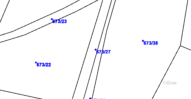 Parcela st. 673/27 v KÚ Nesvačily u Bystřice, Katastrální mapa