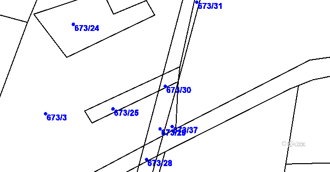 Parcela st. 673/30 v KÚ Nesvačily u Bystřice, Katastrální mapa