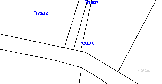 Parcela st. 673/36 v KÚ Nesvačily u Bystřice, Katastrální mapa