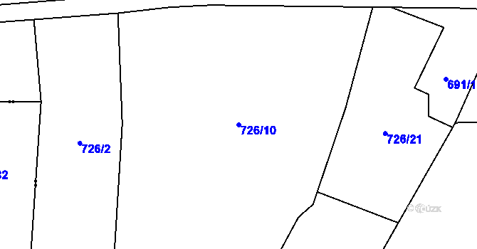 Parcela st. 726/10 v KÚ Nesvačily u Bystřice, Katastrální mapa