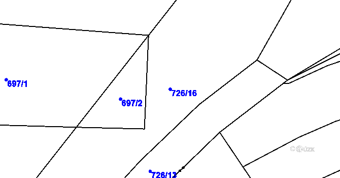 Parcela st. 726/16 v KÚ Nesvačily u Bystřice, Katastrální mapa