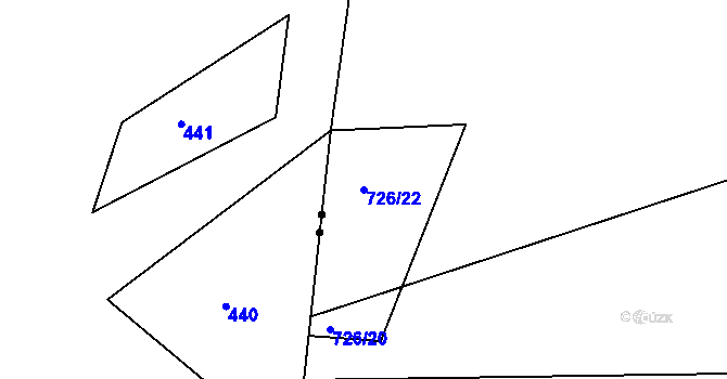 Parcela st. 726/22 v KÚ Nesvačily u Bystřice, Katastrální mapa