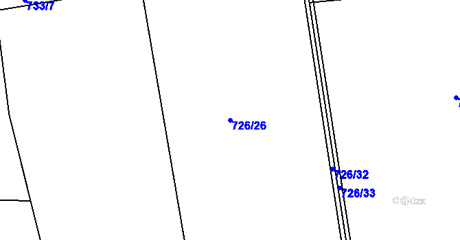 Parcela st. 726/26 v KÚ Nesvačily u Bystřice, Katastrální mapa