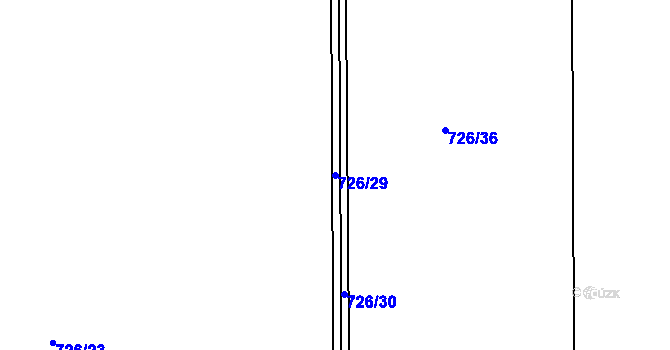 Parcela st. 726/29 v KÚ Nesvačily u Bystřice, Katastrální mapa