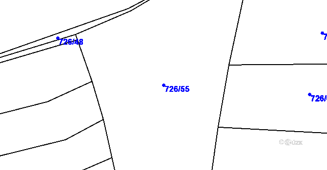 Parcela st. 726/55 v KÚ Nesvačily u Bystřice, Katastrální mapa