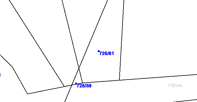 Parcela st. 726/61 v KÚ Nesvačily u Bystřice, Katastrální mapa