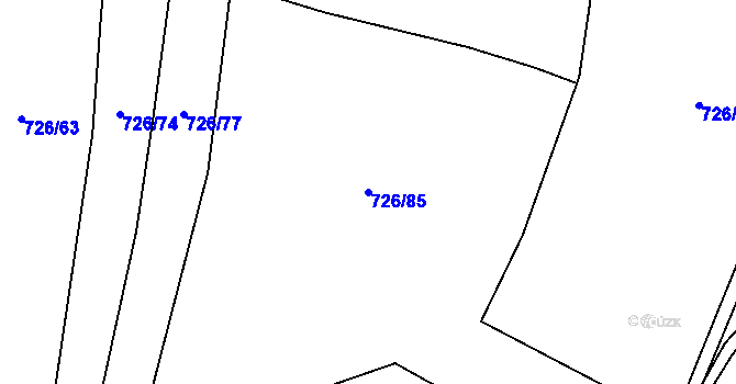 Parcela st. 726/85 v KÚ Nesvačily u Bystřice, Katastrální mapa
