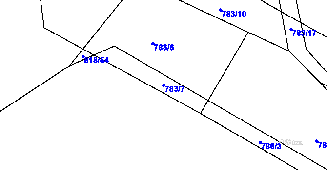 Parcela st. 783/7 v KÚ Nesvačily u Bystřice, Katastrální mapa