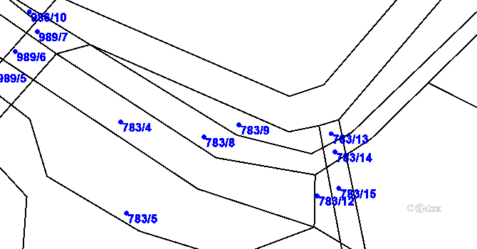 Parcela st. 783/9 v KÚ Nesvačily u Bystřice, Katastrální mapa
