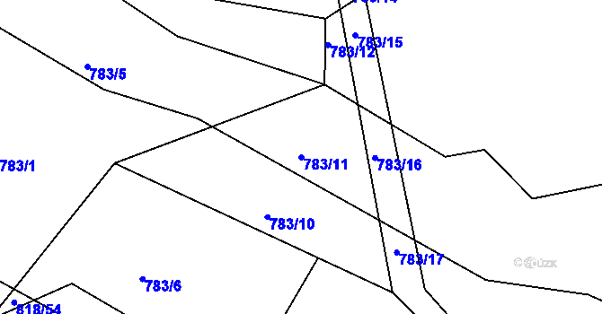 Parcela st. 783/11 v KÚ Nesvačily u Bystřice, Katastrální mapa