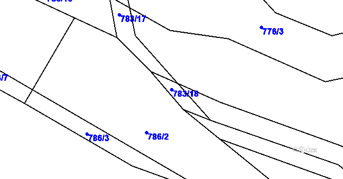 Parcela st. 783/18 v KÚ Nesvačily u Bystřice, Katastrální mapa