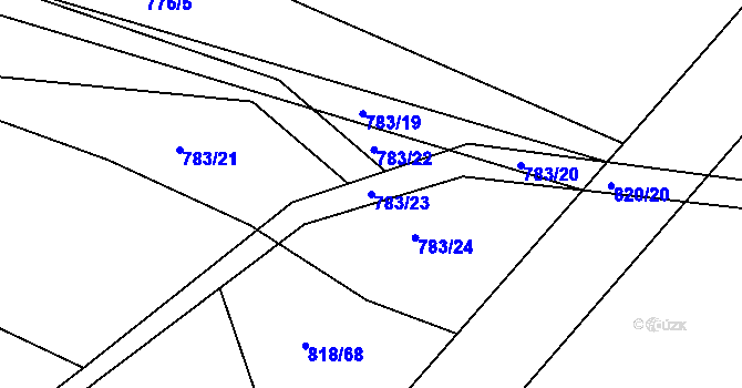 Parcela st. 783/23 v KÚ Nesvačily u Bystřice, Katastrální mapa