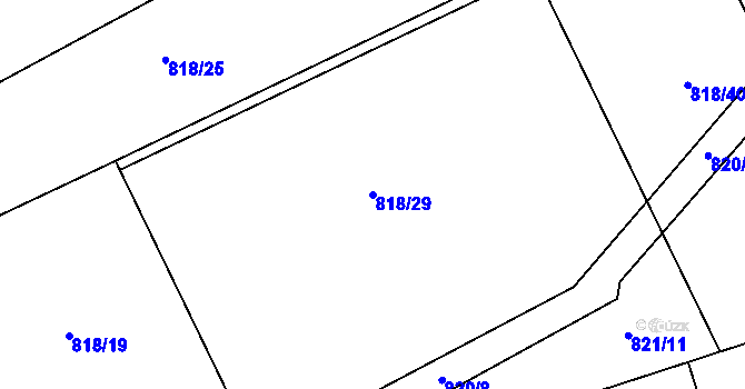 Parcela st. 818/29 v KÚ Nesvačily u Bystřice, Katastrální mapa