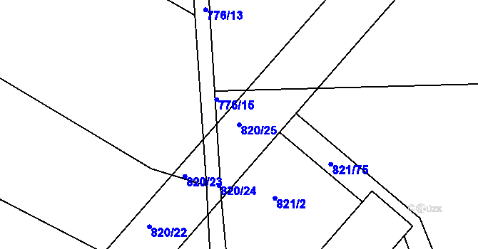 Parcela st. 820/25 v KÚ Nesvačily u Bystřice, Katastrální mapa