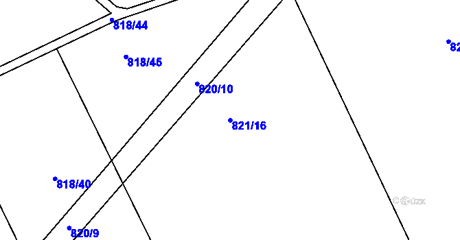 Parcela st. 821/16 v KÚ Nesvačily u Bystřice, Katastrální mapa