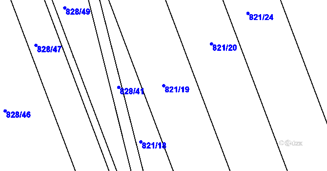 Parcela st. 821/19 v KÚ Nesvačily u Bystřice, Katastrální mapa