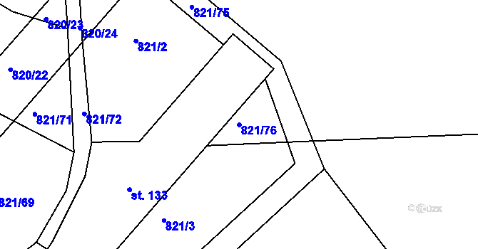 Parcela st. 821/76 v KÚ Nesvačily u Bystřice, Katastrální mapa