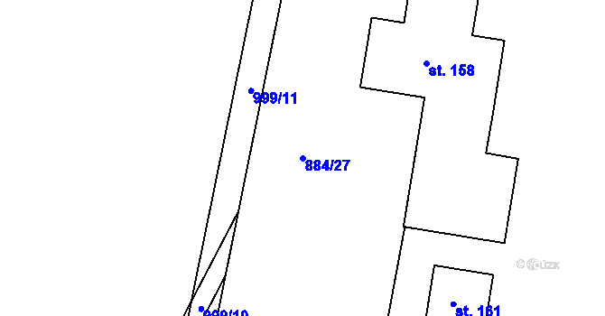 Parcela st. 884/27 v KÚ Nesvačily u Bystřice, Katastrální mapa